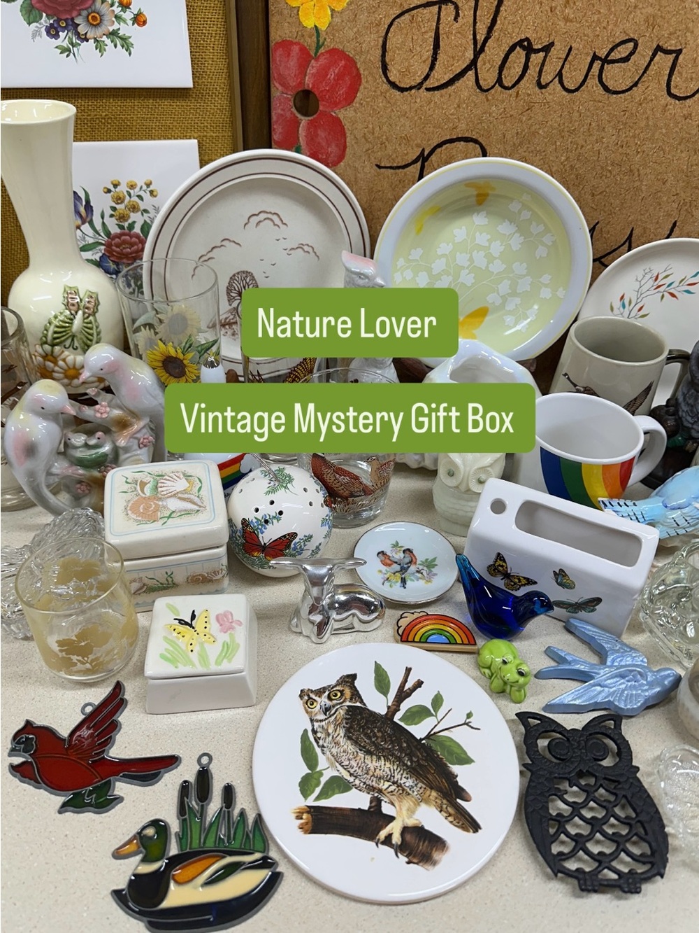 Nature Lover Vintage Mystery Gift Box - Assorted Nature Decor- 5 Pieces Included
